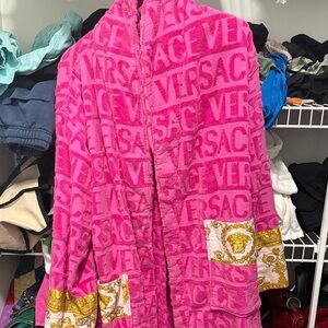 Versace Fuchsia and Gold Patterned Robe